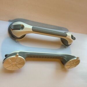 Gray and White Suction Grab Bars